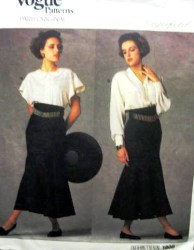 1900  VOGUE KARL LAGERFELD BLOUSE, LONG FIT & FLARE GODET SKIRT PATTERN 8 UNCUT 